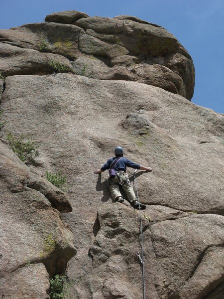 Greg scoping the crux up top.