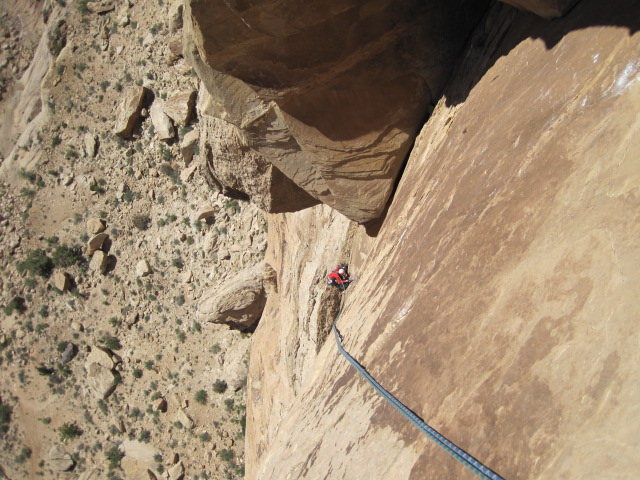 Looking down the third pitch on the descent.