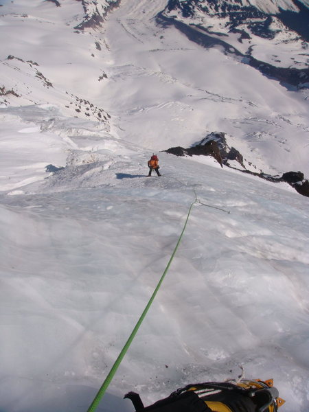 Coming up the ice before the bergschrund