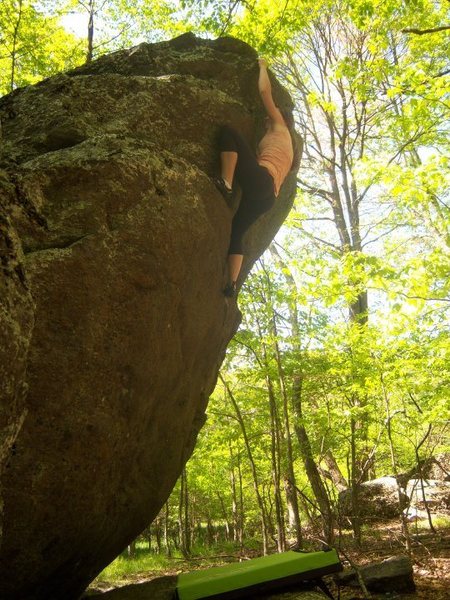 Joanna Jennings on "Ranger Rick" (V-0), Ranger Rick Boulder, Contact Station Boulders, GHSP Virginia.<br>