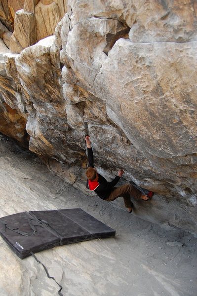 Jared LaVacque enjoying a frigid morning on Cytogrinder, in the Black Hole at Morrison, CO.