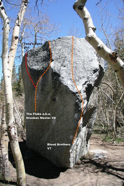 The Boy Named Sue Boulder south and west face topo