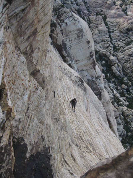 the easy class 5 slabs leading to the top of the route