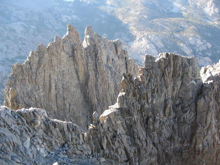 High ridges on Temple Crag. Nearest one is Sun Ribbon Arete, the other is Dark Star.