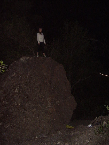 Effie on one of the boulders at 385.
