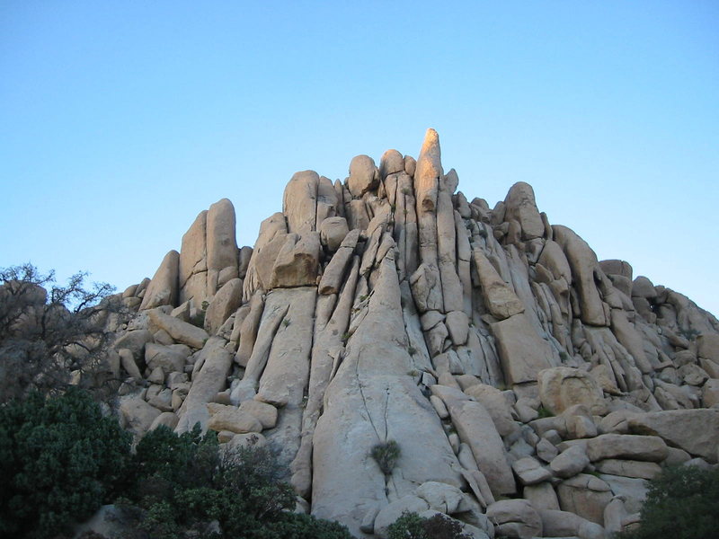 Arturo's Arete is the spike like formation lit up in this photo.