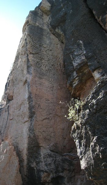 The impressive arete of "Nyorgai". Looks much better than it climbs....