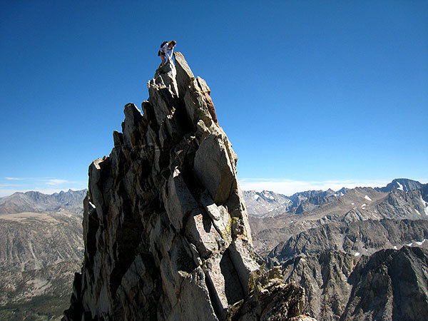 Lisa on one of the many gendarmes on the Emerson ridgeline
