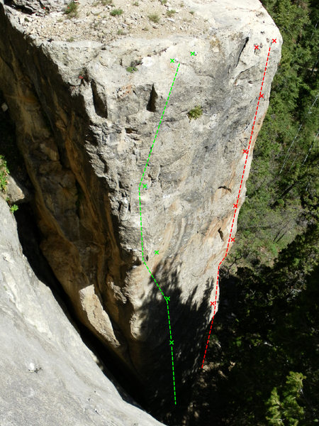 Green- Death to Smootchie 5.12a<br>
Red- Fallout 5.11c