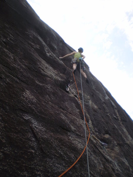 Mary about to start the crux section of Toads.