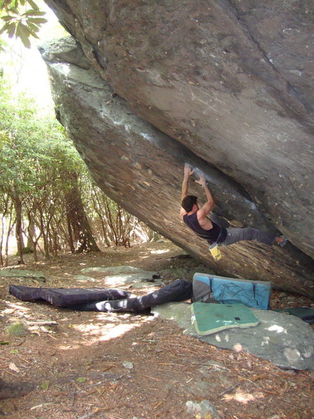 Aaron in the crux slopey section