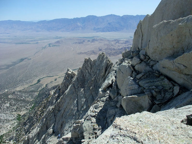 looking back down the long ridgeline to the Owens Valley