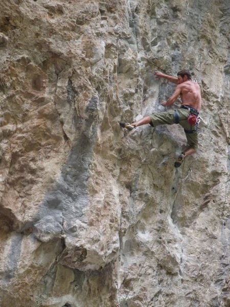 Sam entering the crux.