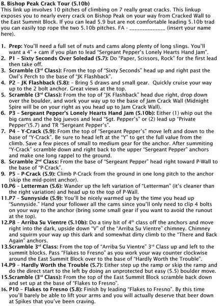 Short description of each of the pitches that make up the BP Crack Tour.