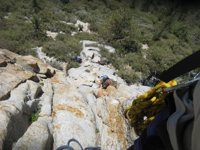 Albert coming up the 1st pitch from the pitch 1 belay. 6-26-10