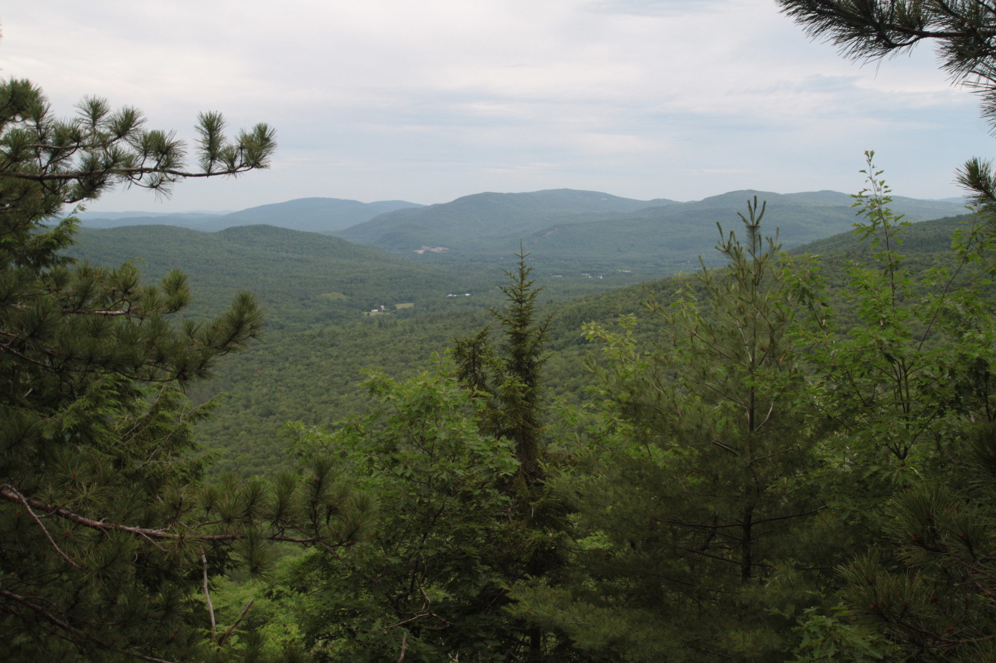 looking down at the town of Rumney from the Gem Hunter crag... it is a