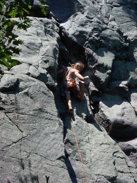 Vince, foot chalking for the crux.