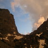 Hallett Peak at sunset in June.