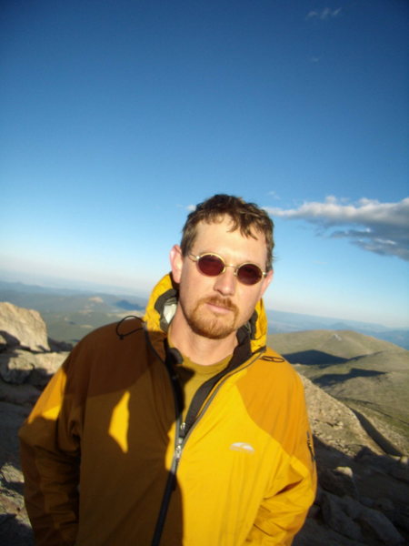 Looking for my Village People party bus on the summit of Mt. Evans. Photo by Jordon. July 2010.