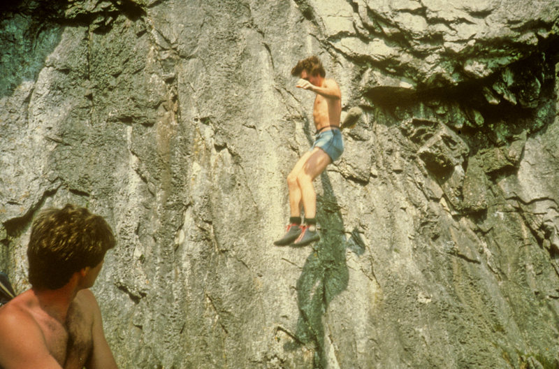 Early attempts on the first ascent of "Safer Deck", Attermire Scar.