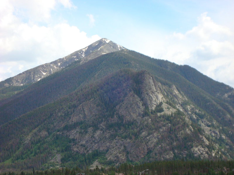 Mount Royal (10600 feet) foreshortened in the foreground from across the interstate, the road noise being the one drawback of this line.