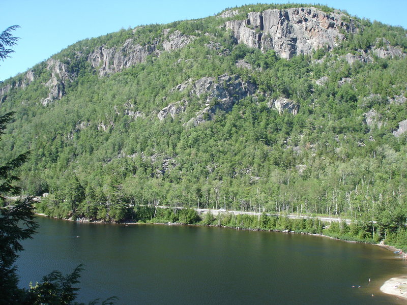 The view from Tilman's Arete looking across Chapel Pond to the Wash bowl cliffs