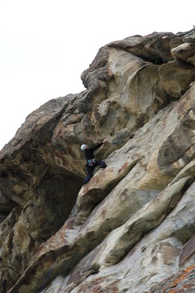 Just below the crux overhang...