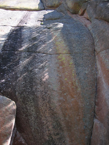 The bottom half, and harder part of the route. Bad photo...it's the crack on the right side of the shield.