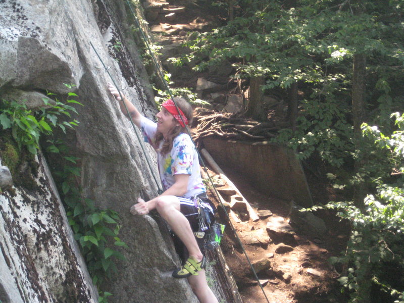 Tim Mijal styling it up high on the route.