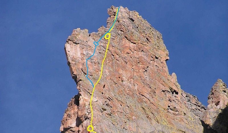 7th pitch on Petite Grepon in yellow. Harder variation in blue.