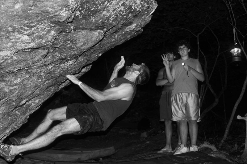 Philip blasting through the "Distance Dyno" (v4+) on the AVP Boulder