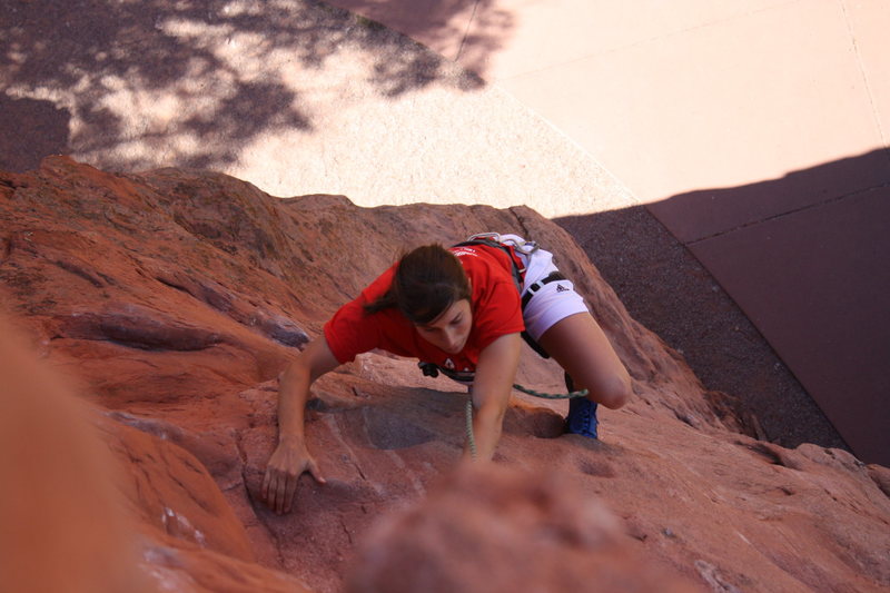Meg approaching the top of Pot Holes.