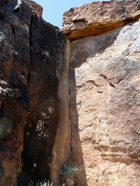 The route follows the crack in the center of this picture.
