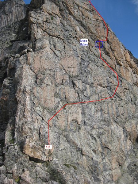 A good 5.5-5.6 option on the 4th ace. Soloists, watch for those loose flakes.