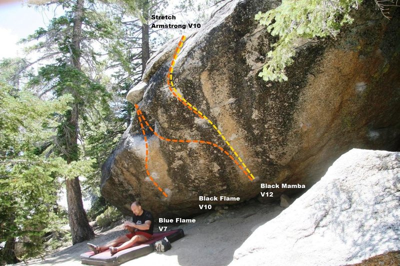 Blue Flame Boulder Main Face Topo