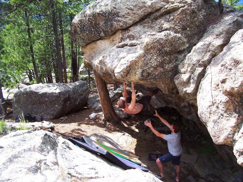 On "The Cheat" @ Old Baldy.  Great problem!  Photo Satermo.  