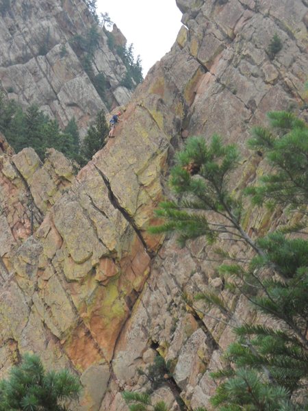 Heading up Rebufatt's Arete. Taken from the Yellow Spur.