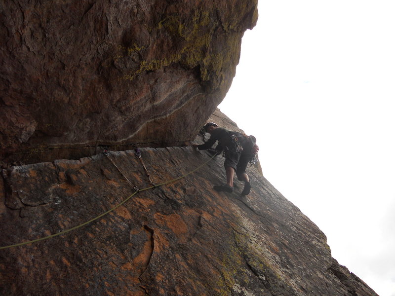 Vincent, the traverse pitch.