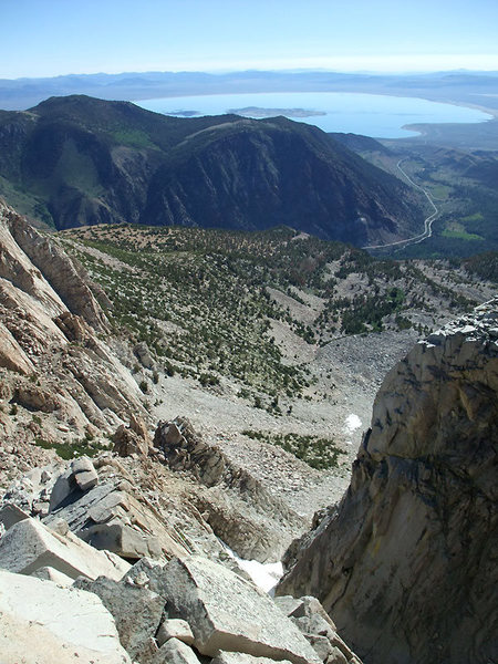 The top of the descent to reach the base of the route.