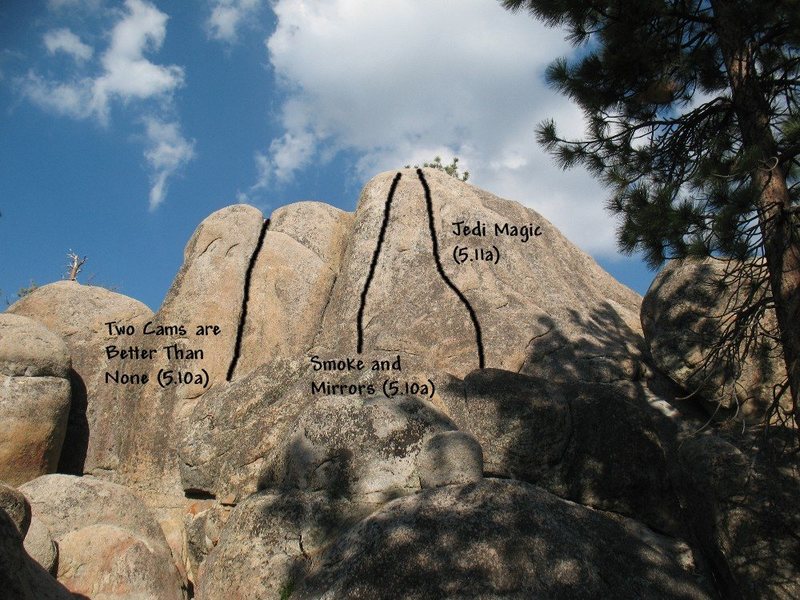 Photo/topo for Parking Lot Rock, Holcomb Valley Pinnacles