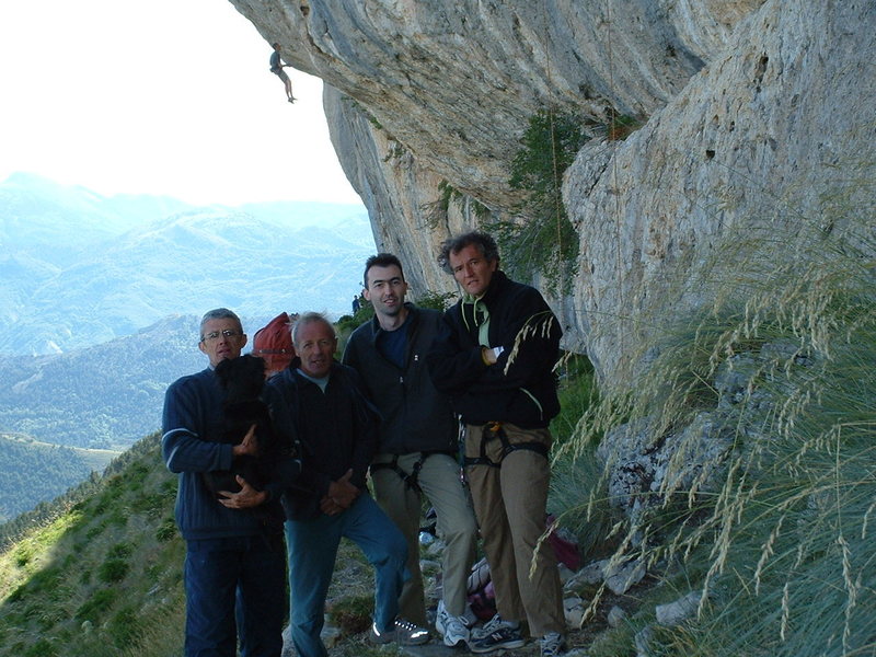 At the base of Gelati dolomiti(rope hanging in the back)