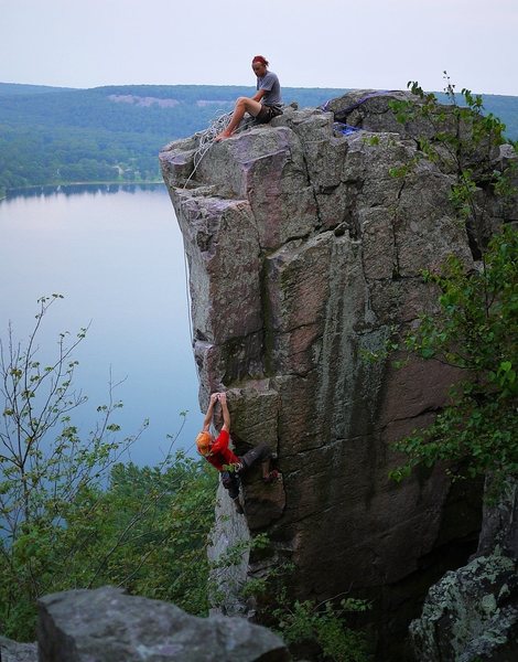Doing a lap on this uber classic on a very humid July day. Melin on the belay, photo Tyler.
