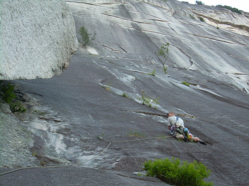 Looking up the wall on the first 5.10d pitch