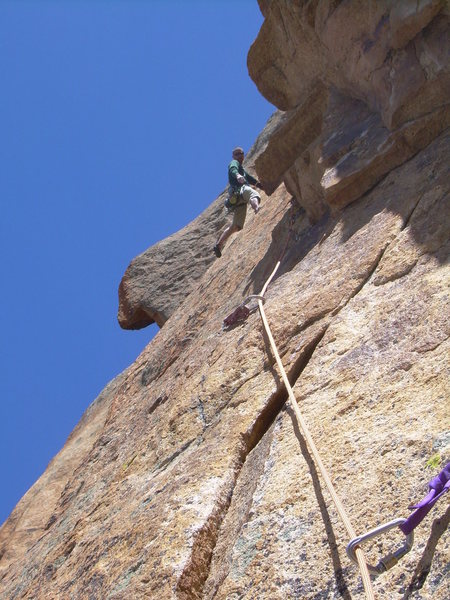 Great layback after the crux