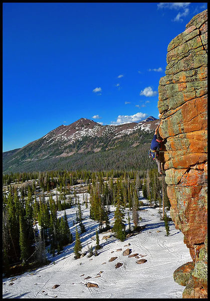 Uinta Rock cover shot, revisited.<br>
GRK and a full rack of (useless) cams on <em>Adore</em>.