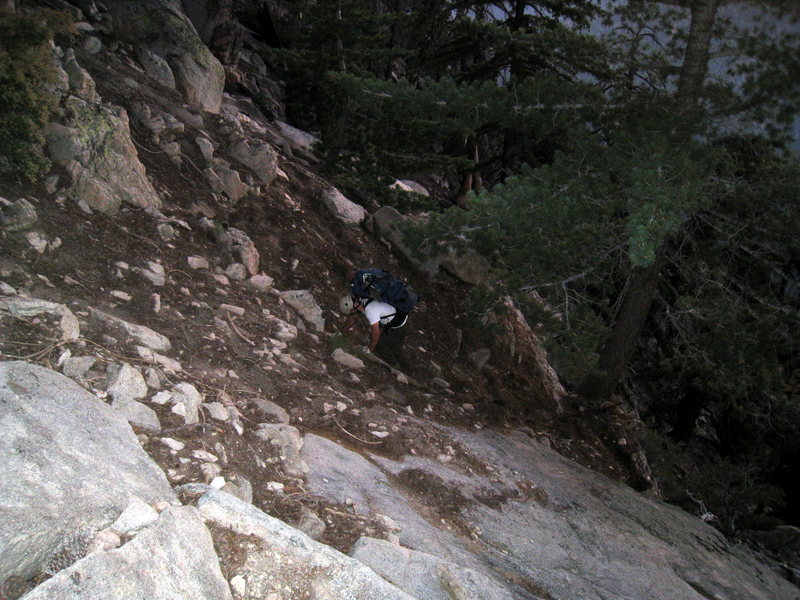 Greg coming up the gully leading to Arctic Temple
