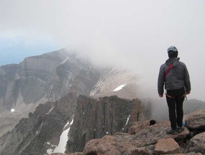 Looking out over the Chasm cirque from the summit of Longs Peak.