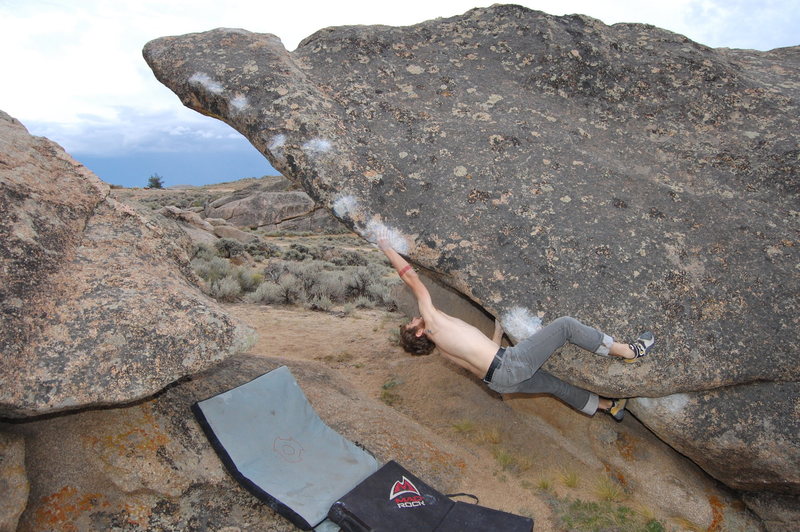 Jables cruxing.
<br>
<br>
Photo: L. Bowlin.