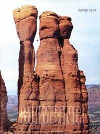 Thompson's Ladder ascends the shaded area on the upper first spire. The route was completed in 1988 and named after John Jim Thompson who was the first settler in Oak Creek Canyon, AZ. Most rock formation in Sedona were named by Thompson in the early 1900.