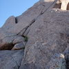 Third Pitch of the First route you come to - 5.6 I think - Can be done in 3 short pitches or 1 long and one short pitch